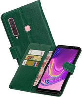 Zakelijke Book Case Telefoonhoesje Geschikt voor de Samsung Galaxy A9 2018 - Portemonnee Hoesje - Pasjeshouder Wallet Case - Groen