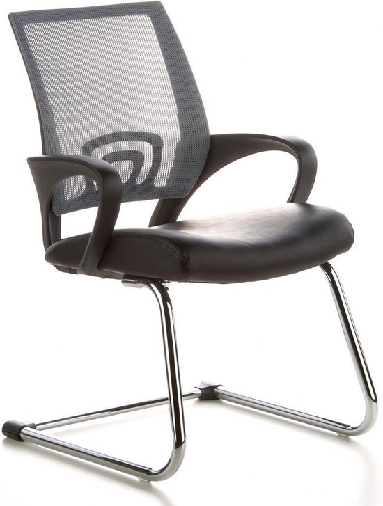 hjh office Visto Net - Chaise de bureau - Chaise visiteur - Chaise conférence - Noir / gris