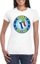 Geslaagd t-shirt met vlaggenmast met tas wit dames M