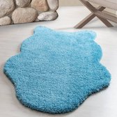 Fluffy Decoratie Vacht Turquoise Hoogpolig Vloerkleed 133 X 190 CM