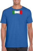 Blauw t-shirt met Italiaanse vlag strikje heren - Italie supporter XXL