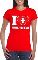 Rood I love Zwitserland fan shirt dames L
