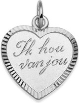 TRESOR hart "Ik hou van jou" hanger met gefacetteerd randje  - Zilver
