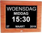 Leagwhar Kalenderklok Digitale Dementie klok hout | Kalender met datum, tijd en alarm / ochtend | middag | avond aanduiding