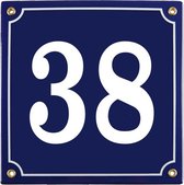 Emaille huisnummer blauw nr. 38
