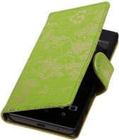 Lace Bookstyle Wallet Case Hoesjes voor Sony Xperia Z5 Compact Groen
