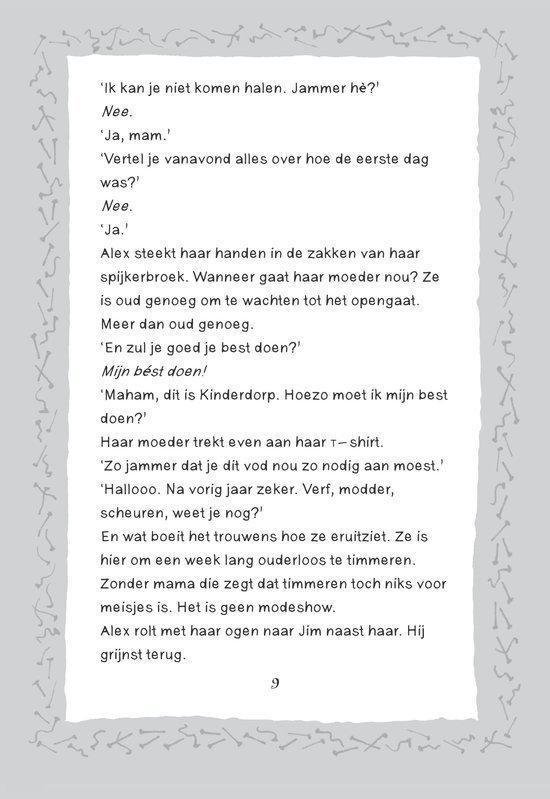 Illustratie van een gesprek tussen een meisje en haar moeder, met tekst.