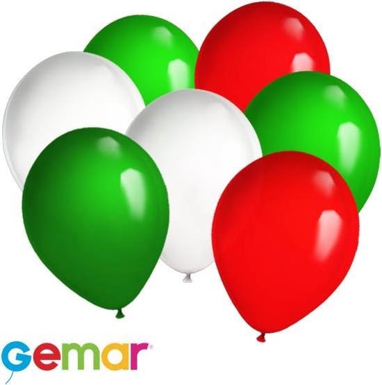 30 ballonnen Italiaanse kleuren (Ook geschikt voor Helium)
