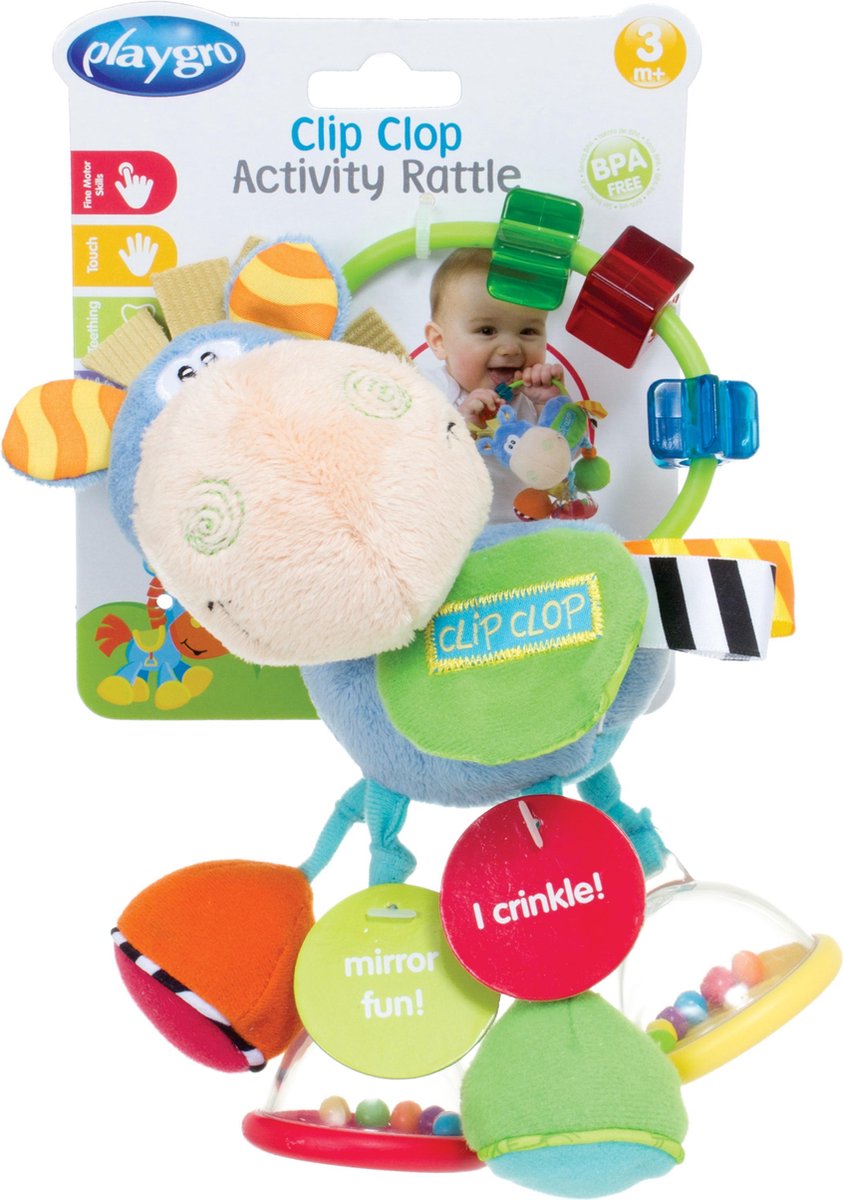Playgro Clip Clop Rammelaar - Blauw - Activiteitenspeeltje -  Kraamkado — afbeelding 9