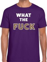 What the Fuck tijgerprint tekst t-shirt paars heren L