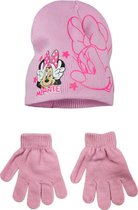 Disney Minnie Mouse muts + handschoenen - roze - maat 54