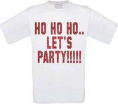 T-shirt Ho ho ho lets party glitter maat S wit