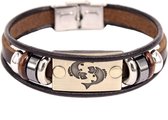 Montebello Armband Vissen - Leer - Messing - Staal - Horoscoop - 20cm