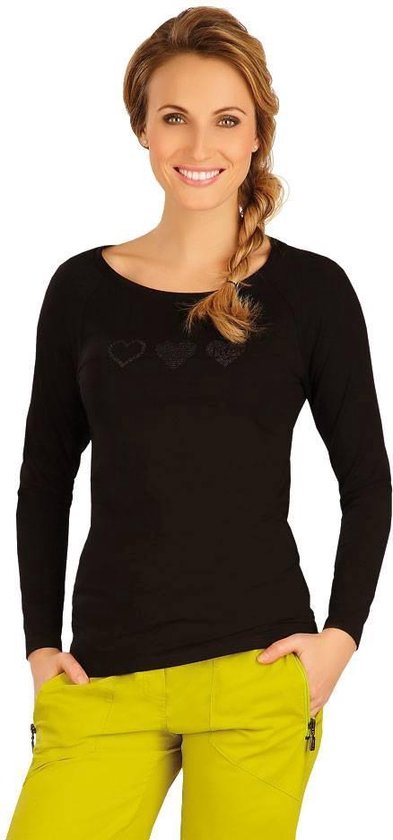 Zwart dames basic shirt met lange bol.com