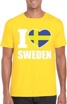 Geel I love Zweden fan shirt heren L