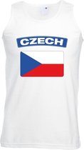 Singlet shirt/ tanktop Tsjechische vlag wit heren S