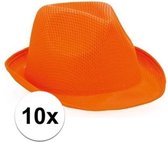 10x Oranje trilby hoedjes voor volwassenen