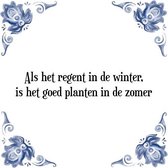 Tegeltje met Spreuk (Tegeltjeswijsheid): Als het regent in de winter, is het goed planten in de zomer + Kado verpakking & Plakhanger