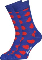 Happy Socks herensokken Diagonal Heart Sock - blauw met rood