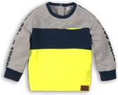 Dirkje Jongens Sweater - Grey + blue + neon yellow - Maat 68