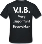 Mijncadeautje T-shirt - V.I.B. Very Important Bouwvakker - unisex Zwart (maat M)