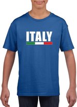 Blauw Italie supporter t-shirt voor kinderen S (122-128)