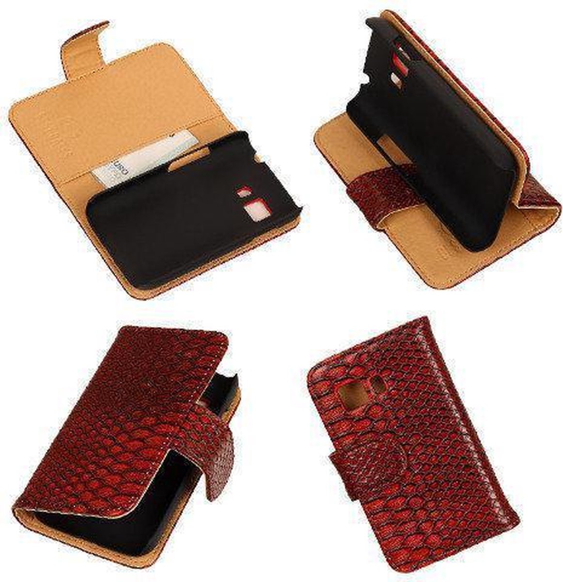 Slang Rood Samsung Galaxy Young 2 Bookcase Cover Hoesje
