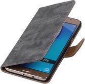 Hagedis Bookstyle Wallet Case Hoesjes Geschikt voor Samsung Galaxy J7 (2017) J730F Grijs
