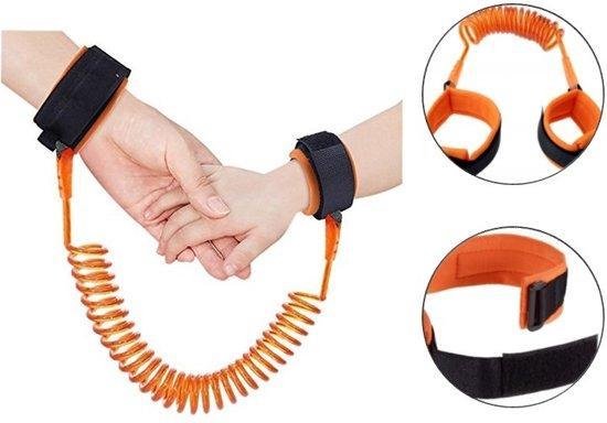2,5 Meter Oranje Polsband Riem Kinderen - Anti wegloop kindertuigje - Flexibele en Elastische Looplijn Peuter