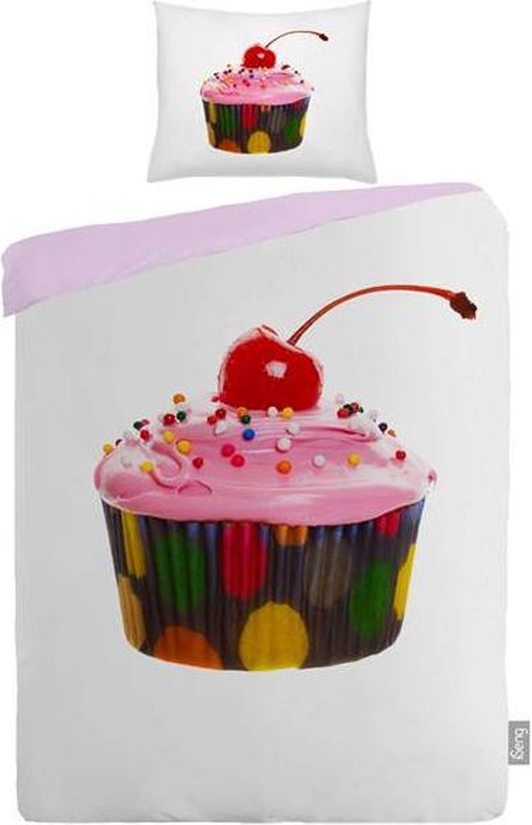 iSeng Cup Cake - Dekbedovertrek - Eenpersoons - 140x200/220 cm + 1 kussensloop 60x70 cm - White