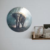 Schilderij wandcirkel  | Olifant Oerwoud | 50 x 50 cm | PosterGuru