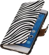 Zebra Bookstyle Wallet Case Hoesjes voor Huawei Honor 6 Wit