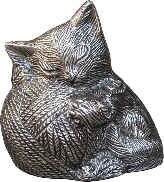 Urne A Chat Chat Dormant Avec Pelote De Laine Chat Urne Couleur Argent Bol Com