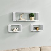 [en.casa]® Design Wandplank driedelige set - wit - model 5