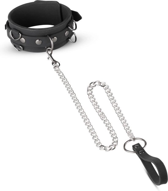 EasyToys Siliconen Halsband Met Ketting - Verwijderbare ketting - Met D-ringen Zwart | bol.com