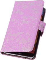 Lace Pink Samsung Galaxy Note 4 Book/Wallet Case/Cover Hoesje