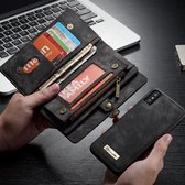 CASEME Afneembaar 2-in-1 Pasjeshouders Portemonnee Split Leren Hoesje iPhone X - Zwart