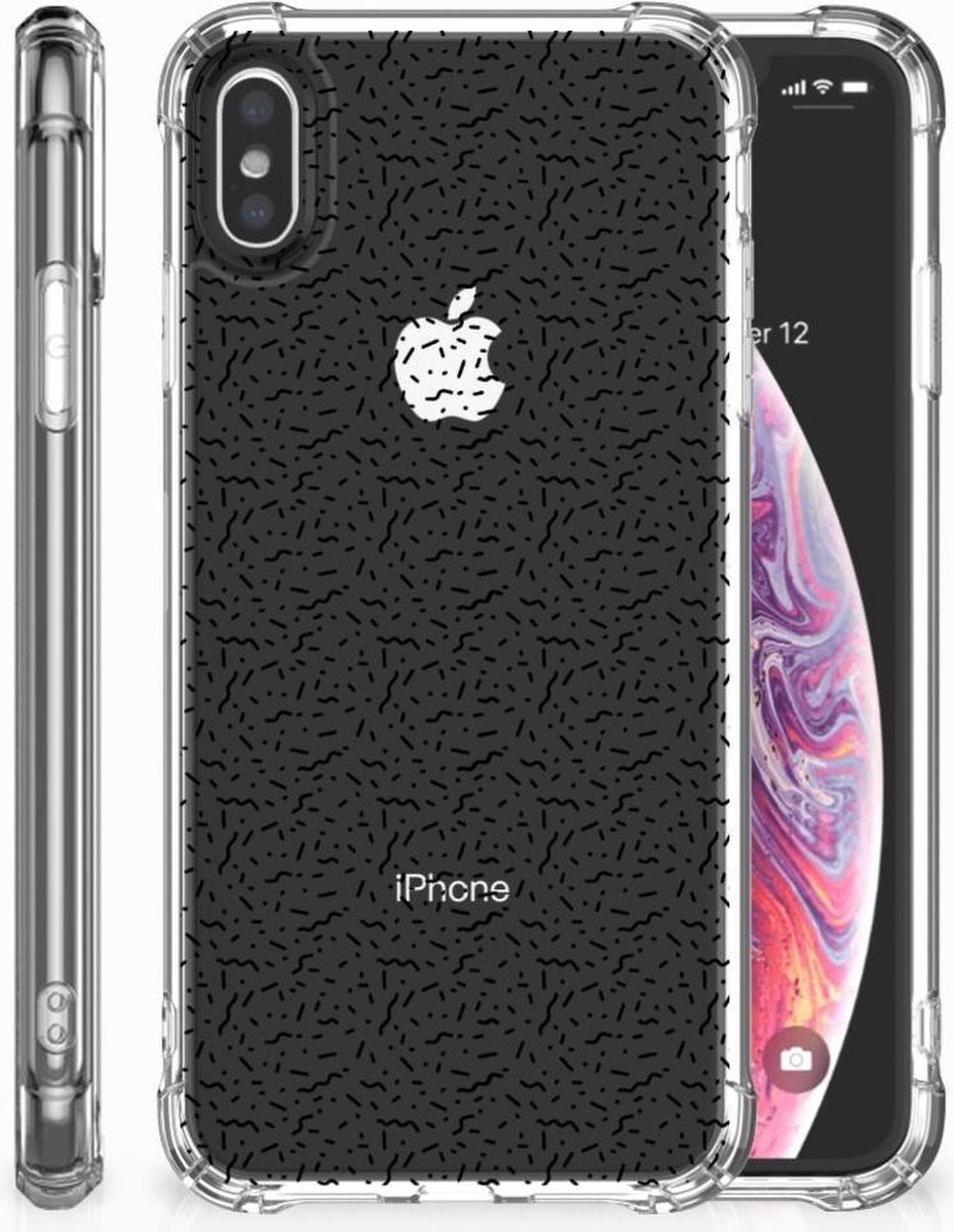 Apple iPhone Xs Max Doorzichtige Silicone Hoesje Stripes Dots