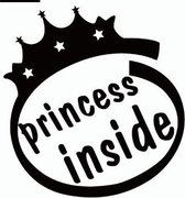 Zwarte Autosticker Princess inside - intel auto stikker - Lieve sticker voor uw vrouw vriendin moeder of dochter - 14,3 x 15,2 cm - aut121