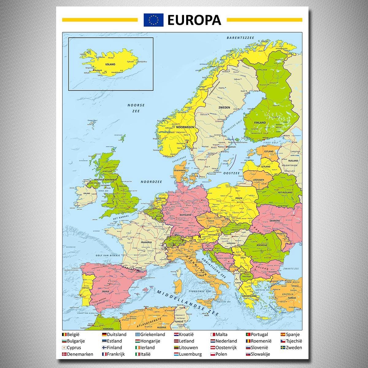 Poster kaart Europa Nederlandstalig XL - 100x140cm | bol.com
