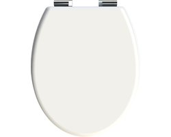 Allibert wc-bril CILENTO  - geperst hout - soft close - verchroomde scharnieren - wit gelakt