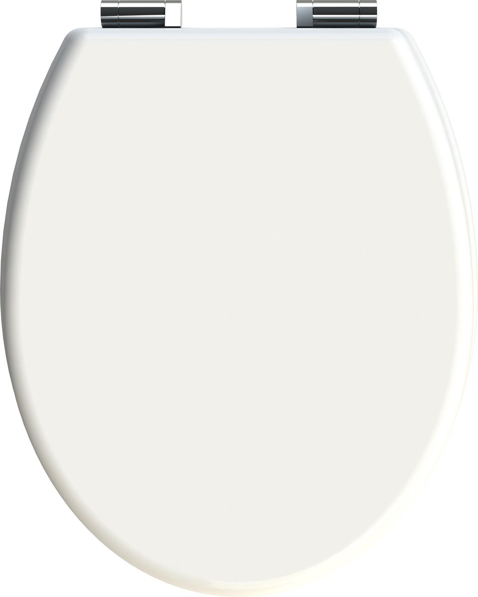 Allibert wc-bril CILENTO  - geperst hout - soft close - verchroomde scharnieren - wit gelakt