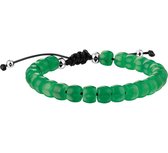The Jewelry Collection Armband Jade 8 mm 17 - 24 cm - Zilver Gerhodineerd