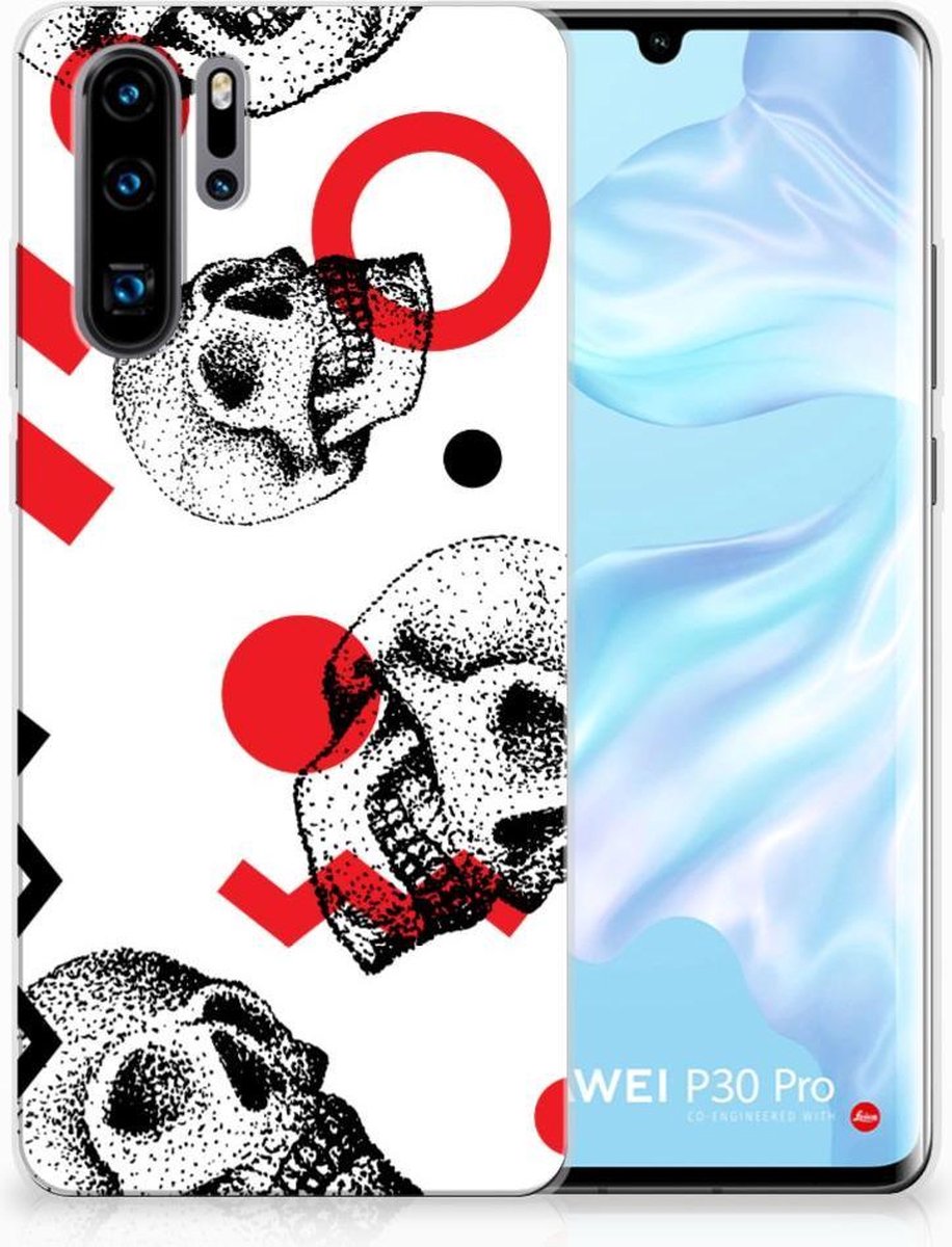 TPU Hoesje voor Silicone Back Case Huawei P30 Pro Skull Red