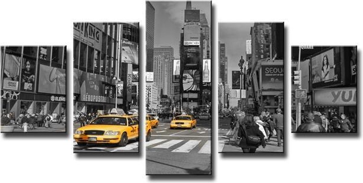 New York - Canvas Schilderij Vijfluik 160 x 80 cm