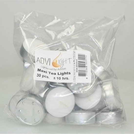 Advilight Maxi tea lights. 30 waxinelichtjes 10 branduren