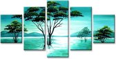 Bomen - Canvas Schilderij Vijfluik 160 x 80 cm