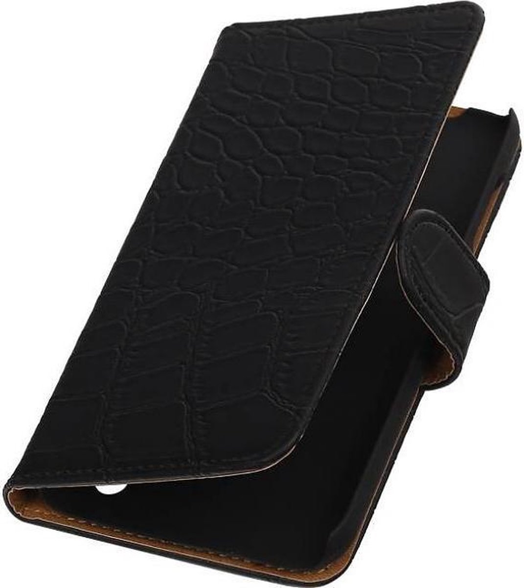 Croco Bookstyle Wallet Case Hoesje Geschikt voor Huawei Ascend Y625 Zwart