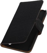 Croco Bookstyle Wallet Case Hoesje Geschikt voor Huawei Ascend Y625 Zwart