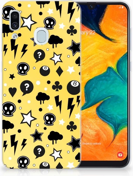 Geschikt voor Samsung Galaxy A20 | A30 Uniek TPU Hoesje Punk Yellow